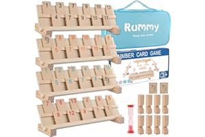 Wooderma Rummy Holzspiel - Gesellschaftsspiel Ab 6 Jahren Mit 106 Spielsteinen - Hochwertiges Brettspiel Für 2 Bis 4 Spieler - Legespiel Für Erwachsene Und Kinder