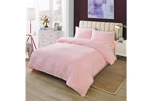H HANSEL HOME Funda Nordica Cama 90 de 3 Piezas Transpirable Suave al Tacto 100% Microfibra, Funda Edredón 150x220cm, Bajera 90x200cm con 1 Funda de Almohada 50x110cm - Rosa