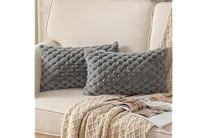 Mandioo 2er Set Grau superweichen dekorative Plüsch Kissenbezug Kissenbezüge 30 x 50 cm Wollsamt Dekokissenbezüge Kissenhülle Sofakissen Dekokissen flauschig für Couch Sofa Bett Wohnzimmer