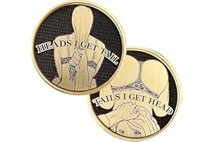 HIRHNDFK Funny Heads and Tails Coins, Heads I Get Tail - Tails I Get Head, Double Side Coin Lucky Token, Adult's Challenge Commemorative Coins, Funny Prank Gifts for Valentine's Day Date Night-Acrylic||1pcs