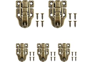 QWORK® Antique Toggle Catch Latch Clasp, Vintage Retro Style Bronze Buckle Lock for Box Suitcase Wooden Case, Lock Box Tool, Pack of 5