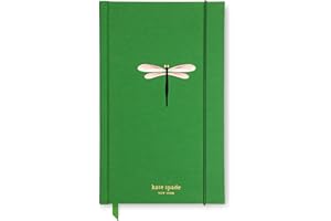 Kate Spade New York Prendi nota, grande diario per quaderni, con copertina rigida in tessuto verde, diario include 168 pagine a righe, volo libellula