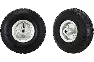 ELKOZA 2x10" 3.50-4 Pneumatic Wheelbarrow Wheels Pneumatic Sack Truck Trolley Wheel Puncture Proof Tyre Complete for Garden Heavy Duty Trolley Barrow Trailer Truck Solid Replacement Wheelbarrow Wheel