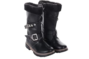 Forever Young Girls Kids Winter Boot Comfortable Faux Fur Lined Calf Boot Sole School Shoe Grey Black (13 UK Child, Black)