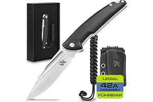 Wolfgangs NIGRUM Zweihandmesser Klappmesser aus feinstem D2 Stahl - Legales Taschenmesser Klappmesser - Rebustes Outdoor Messer Survival - Klappmesser Outdoor inkl. Kydex Holster