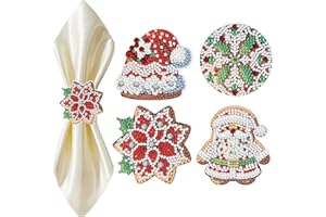 Lebartm 4Pcs DIY Diamond Napkin Ring PET Diamond Art Painting Napkin Holder Buckles for Table Settings Wedding Christmas Party Dinner Table