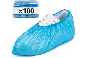 KMINA Tofflor Engångs halkfria skoskydd (100 st) | Vattentäta polyeten-leggings en storlek med elastiskt band utan latex, sju