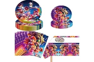 TOCAVE Geburtstag Party Set, Geburtstag Geschirr Kit, Kindergeburtstag Tischdeko Party Set, Cartoon-Party-Dekoration Teller Papierhandtuch Tischdecke Pappbecher