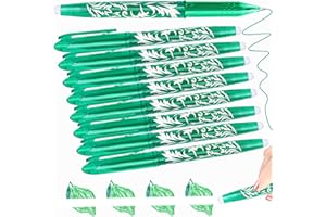 ARTBIU 8 Erasable Pens Green Pens, Rub Out Pens Green Ink Eraser Pen,Erasable Gel Pens with Rubbers on the End, 0.5mm Rubber Pen Green Pens for School Supplies Writing, Christmas Stocking Fillers Kids Adults