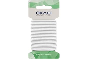 ‎OKAEI OKAEI Gummikordel 4mm x 5m - Hochwertiges Gummiseil in Weis, Flexibles Gummiband/Hutgummi/Rundgummi - Ideal für DIY Projekte und Handwerk