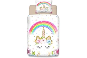 ‎WAJADE Wajade Unicorn Duvet Cover and Pillowcase (Unicorn01, 135 x 200 cm)