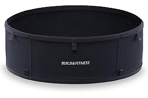 Build & Fitness LiteBelt Laufgürtel – 4 schnell zugängliche Taschen von Oben – super leicht, schlank, Flip-Hüfttasche, Lauf-Handyhalter – passend für alle Größen Handys, Schlüssel, Karten, Earpods, M