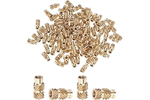 M METERXITY 100-Pack Threaded Inserts - M2.5 x 8mm L x 4mm OD Brass Heat Set Insert Nuts, for 3D Printing Components/Plastic Parts/Miniature Electronics Female Metric Knurled Nuts