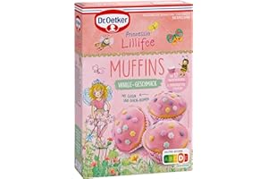 ‎DR. OETKER Dr. Oetker Prinzessin Lillifee Muffins 7er Pack, Muffin Backmischung für 12 Muffins mit Muffin Glasur, Dekor-Blumen & Papierförmchen (7 x 397g)
