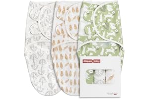 GLLQUEN BABY Baby Swaddle Wraps for 0-3 Months Newborn,Oeko-tex100,100% Breathable Organic Cotton Fabric Swadding Blankets,3 Pack (Coffee)