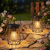 Kimjo Solarlampen für Außen Hängend, Solarleuchten Garten mit LED-Glühbirne