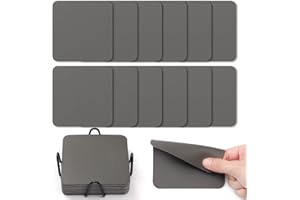 Myir JUN Sottobicchieri 10cm Set di 12 Sottobicchieri Personalizzati per Bicchieri Double Face Sottobicchieri Impermeabili Antiscivolo Resistente al calor con Portabicchieri (Grigio)