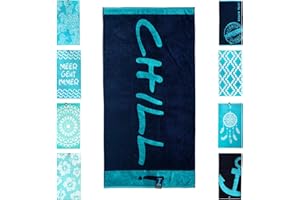jilda-tex Strandtuch 90x180 cm Badetuch Strandlaken Handtuch 100% Baumwolle Velours Frottier Pflegeleicht (Chill Blue)
