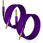 RUXELY Instrument Cable 0.65mm TRS 3M 2-Pack,Lead Balanced Stereo Audio | 1/4 Inch Male 6.3 Jack,Cord 6.35 for Electric Guita
