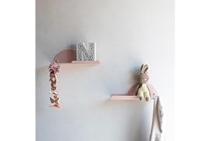 MILUKA 2 Baldas Flotantes Infantiles de Pared 35 cm Rosa con Colgador | Estantería Pared Ideal como Perchero Juvenil Pared y Estantería Baño con Perchas Pared para Accesorios Habitacion (2, Rosa)