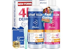 JDiction Fast Curing Epoxy Resin, 20OZ/600ML 4H Demold Epoxy Resin Kit -Crystal Clear, Bubble-Free, Not-Yellowing, Self-Leveling for Art Resina, Jewelry, Craft, Fast Casting & Easy Mix Epoxy Resina