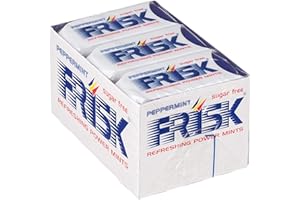 Frisk Peppermint, Caramelle Dure, Gusto Menta, Senza Zucchero, Senza Glutine, Confezione da 12 Astucci di Mentine, Formato Pratico e da Portare Sempre con te, per un Momento di Freschezza Immediata