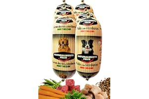 Naturalmente Feliz Alimento Natural casero para Perros, Comida húmeda con Carne y Verduras - 90% Carne (6x450gr) (Cocido Pollo - Ternera y Verduras) Comida Húmeda