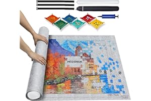 MOZOOSON Tappeto Puzzle da 2000 Pezzi, Portatile Tappetino Puzzle Feltro, Tappeto Puzzle Bambini Adulti, Puzzle Roll Mat, Accessori per Puzzle con 6 Vassoi di Smistamento