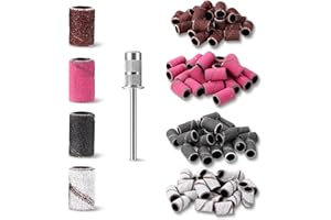 PERMUST 100 Stück Schleifkappen Nagelfräser, Schleifhülsen Nagelfräser, 80/120/180/240 Grid, Nagelfräser Aufsätze, Nagelfräser Bits, Fräser Nägel Aufsätze für Maniküre Pediküre Nagelpflege