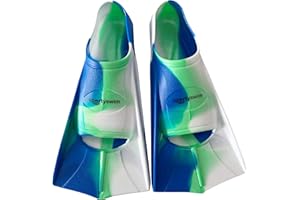 SportySwim Silicone Tie-Dye Training Fins- Blue/Green/White (UK 4 to 5 EU 37-38)