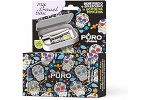 Forhans, Kit da viaggio, My Travel Box Teschi Nero, Kit Con Spazzolino Componibile E Dentifricio Al Carbone Attivo, Contenitori Da Viaggio Per Liquidi, Mini Size da Viaggio