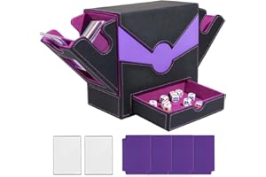 Matlarn MTG Deck Box mit Commander Display, Trading Card Storage Box für 500+ Karten, Karten Aufbewahrungsbox mit 4 Trennwänden und 2 Toploader, Sammelkarten Boxs für PTCG TCG, Schwarz Violett