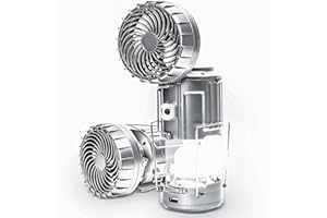 SZJIEIFR Camping Lanterns with Fan,Solar Camping Fan Charging for Phone, Rechargeable LED Lanterns Camping Fans for Tents Power Outage Hurricanes Camping Gear(Silver)