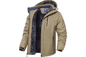 cioiniei Mens Waterproof Ski Jacket Snow Coat Fleece Lined Parka Warm Jackets Hooded Raincoat