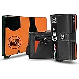 SLim Portafoglio Personalizzato Porta Carte di Credito Schermato Portacarte Anticlonazione Uomo Donna Personalizzabile (Nero 