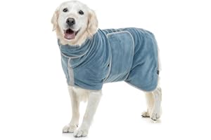 Lucky Paws® Hundebademantel – doppellagiger, Ultra-absorbierender & luxuriös weicher Bademantel Hund – Hunde in Minuten trocknen – Hundehandtuch & Hunde Bademantel in 1 (L, Petrolblau)