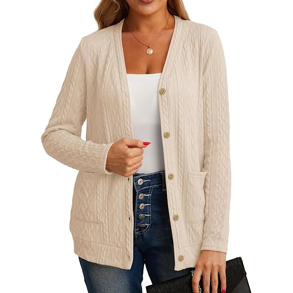 Cardigan Femme Grande Taille - Tricot Doux Et Léger - Ouvert Devant - Style Chic Et Vintage - Pour Printemps/Été/Automne