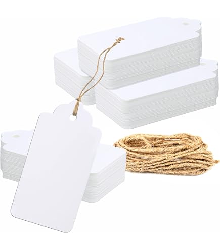100 Attaches Étiqettes En Coton 7 Pouces - Avec Fermoir à Pression Pour Vêtements, Cadeaux