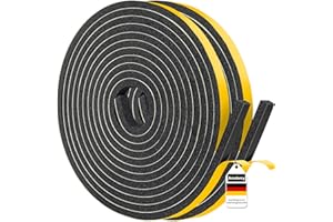 Amalemy Foam Seal Tape, High Density Adhesive Draft Excluder Tape Strip 12mm(W) x 6mm(T) Ideal for Door and Window Seal Waterproofing Soundproofing Anti-Collision, 16M Length (2 X 8M Each)