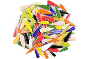 BUENOARTE 454 g Blütenblatt-Keramik-Mosaikfliesen für Kunsthandwerk, Kunst, Wassertropfen-Blumenfliesen, unregelmäßige Keramikfliesen, Bulk, 1 cm, quadratisch, glasiertes Porzellan für DIY-Mosaik-Bastelbedarf