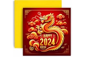 Huxters Chinese New Year Lunar New Year Of The Dragon Happy New Year Greetings Card 2024 - Chinese New Year Card 14.8cm