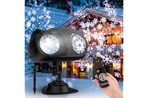NACATIN Luces de Proyector de Navidad, Proyector de copo de nieve Binocular IP65 a prueba de agua Con mando a distancia Para exterior/interior/fiesta/Navidad/Halloween/jardín/bar/boda