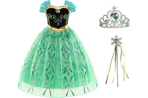 Gridamea Elsa Dress Up for Girls-Frozen Costume with Fairy Wand and Crown Tiara for Wedding/Party/Cosplay