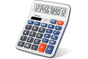 OSALO Calculator Office 12 Digit Extra Large Display Big Buttons Solar Desktop Basic Calculators (OS-6M)