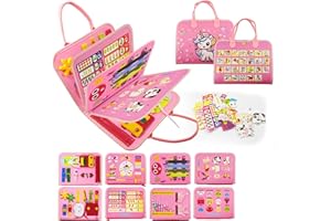 LearnToy Montessori Busy Board for Girls 3 4 5 Year, Sensory Toys for Toddlers 3-5, Ideal for Travel and Preschool - ABCs, 123s, Shapes, Colors, Animals, Weather, Birthday Gifts