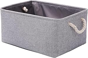 Patvingot Storage Baskets 15.7” x 11.8” x 8.2” for Shelves,Canvas Storage Boxes with Handles, Fabric Storage Bins for Organizing Home and Clothes, Office (Large-1 Pack, Grey)