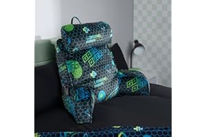 OHS Gaming Cuddle Cushion for Kids Adults, Detachable Neck Roll Reading Pillow with Head Rest & Arms for Sitting Up in Bed Super Soft High Back Support Cushion for Bed Sofa, Navy