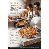 Transformacion 2'li Battal Boy Delikli Pizza Tepsisi, 36 cm Paslanmaz &Ccedil;elik Lahmacun Pide Fırın Tabağı, Aile Boyu &Ccedil;ıtır Pişir