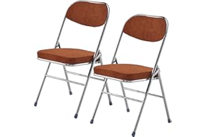 LeChamp 2 Velvet Folding Chair, Set of 2 Folding Office Chairs with Thick Padded Seats, Steel Frame Indoor Visitor Chair Event Chair for Dining Study Living Room Bedroom Brown