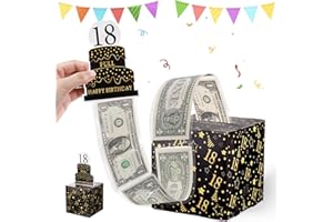 Starvortex Geldgeschenk 18. Geburtstag Junge Mädchen, Schwarz, Überraschungsbox zum 18. Geburtstag Mädchen Junge